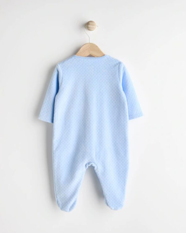 Pale Blue Teddy Bear Textured Baby Sleepsuit (0mths-3yrs) - Image 2