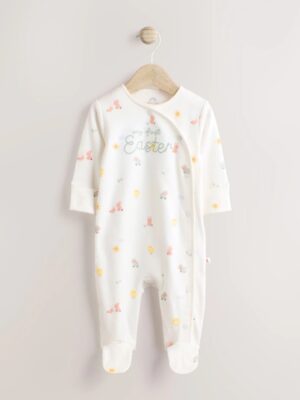 White My First Easter Baby Embroidered Sleepsuit