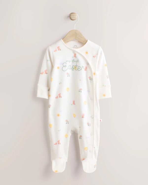 White My First Easter Baby Embroidered Sleepsuit