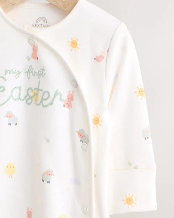 White My First Easter Baby Embroidered Sleepsuit (0-12mths) - Image 3