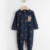Blue Little Brother Baby Family sleepsuit