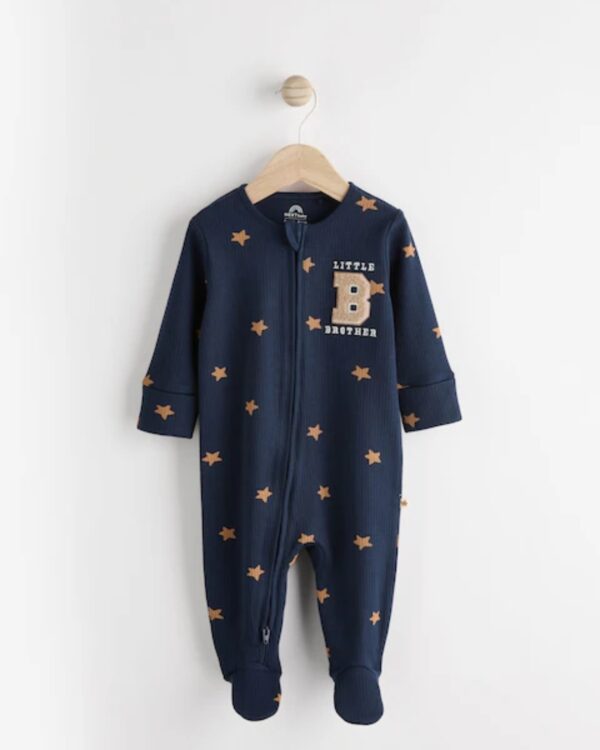 Blue Little Brother Baby Family sleepsuit