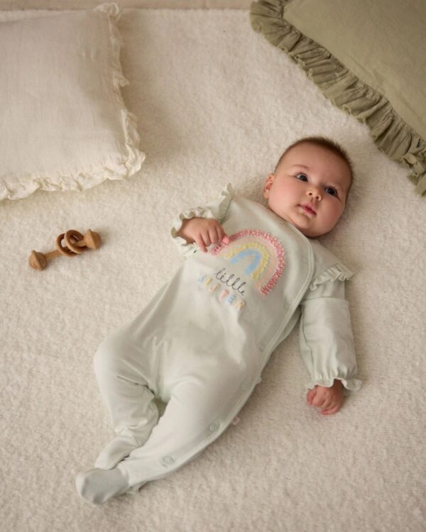 Sage Green Little Sister Baby Family 100% Cotton Sleepsuit