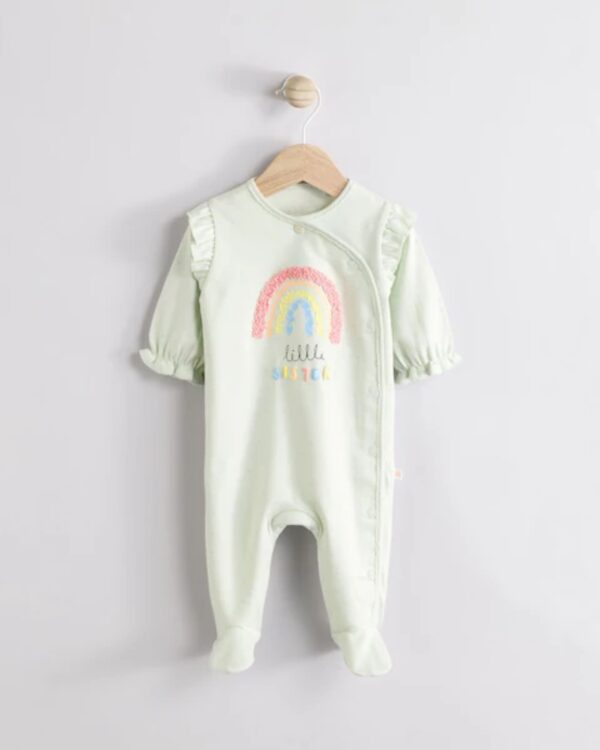 Sage Green Little Sister Baby Family 100% Cotton Sleepsuit (0-2yrs) - Image 3