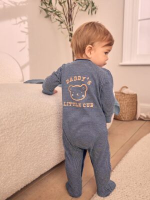 Navy Blue Daddy Baby Family 100% Cotton Sleepsuit