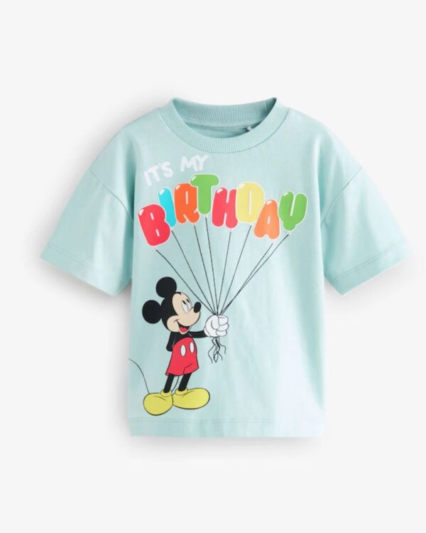 Blue Mickey Mouse Short Sleeve Birthday T-Shirt