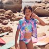 Purple Animal Bikini, Rash Vest And Scrunchie Swim Set
