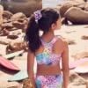 Purple Animal Bikini, Rash Vest And Scrunchie Swim Set