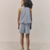 Blue Puffball Crochet 100% Cotton Top and Shorts Set