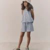 Blue Puffball Crochet 100% Cotton Top and Shorts Set