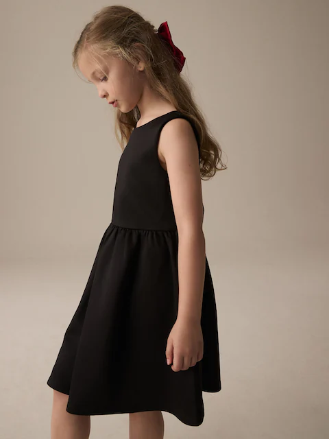 Black Scuba Bow Dress