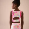 Multi Pink Heart Sports Crop Top