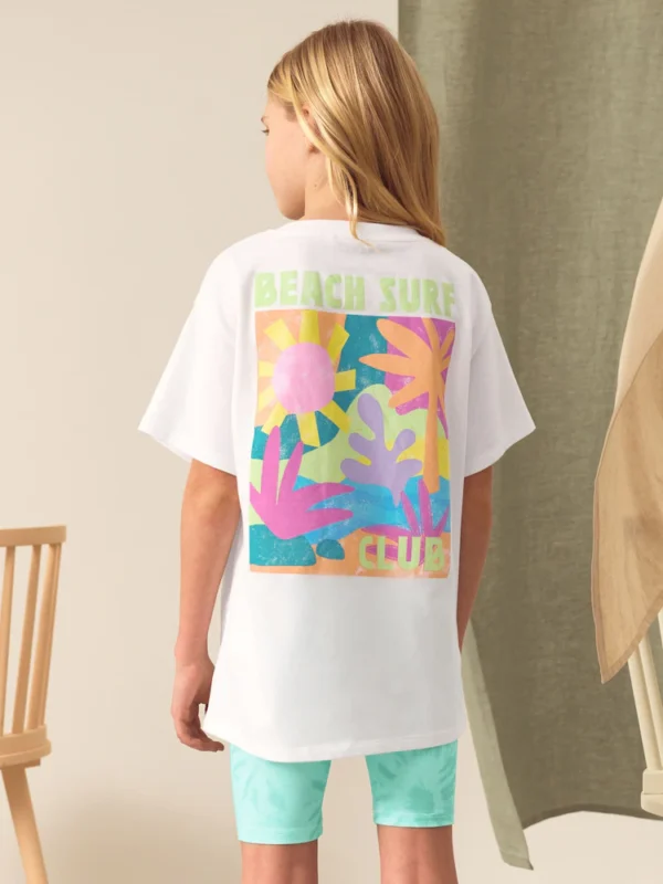 Blue Oversized T-Shirt And Cycle Shorts Top & Shorts Set