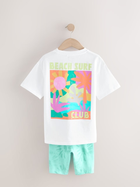 Blue Oversized T-Shirt And Cycle Shorts Top & Shorts Set