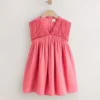 Pink Crochet Trim Summer Dress