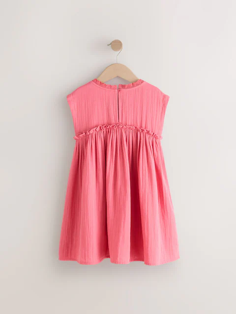 Pink Crochet Trim Summer Dress
