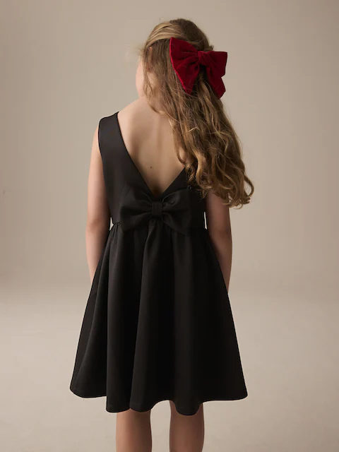 Black Scuba Bow Dress