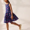 Navy Fruit Print Cut Out Detail Scuba Occasion Dress