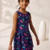 Navy Fruit Print Cut Out Detail Scuba Occasion Dress