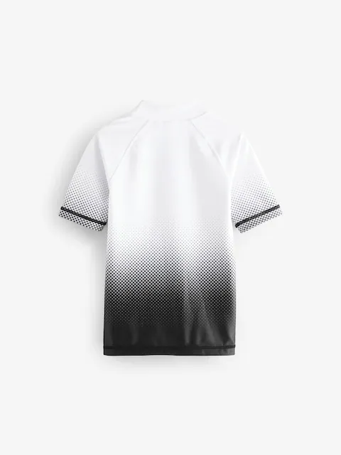 Black and White Ombre Short Sleeve Rash Vest