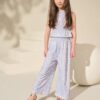 Lilac Purple Floral Top and Wide Leg Trousers Set
