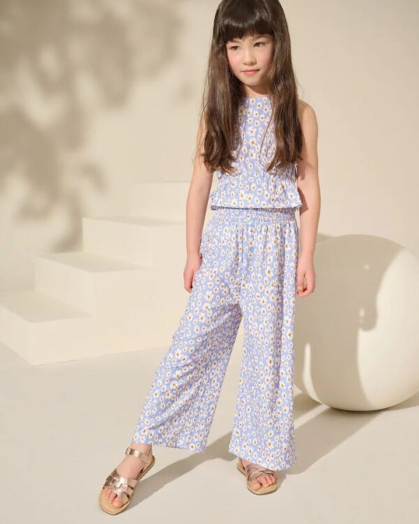 Lilac Purple Floral Top and Wide Leg Trousers Set