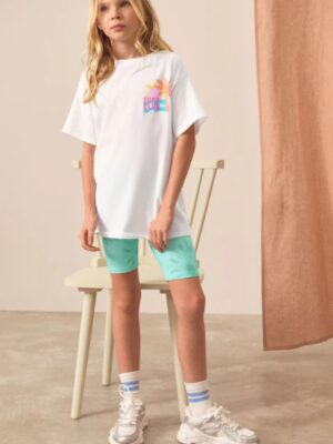 Blue Oversized T-Shirt And Cycle Shorts Top & Shorts Set
