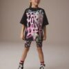 Multi Graffiti T-Shirt And Cycling Shorts Set