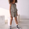 Black & White Puffball Crochet 100% Cotton Top and Shorts Set
