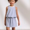 Blue Puffball Crochet 100% Cotton Top and Shorts Set
