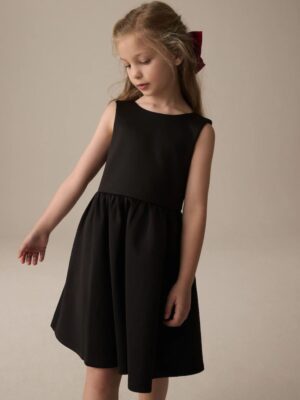 Black Scuba Bow Dress