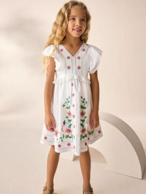 White Embroidered Summer Dress