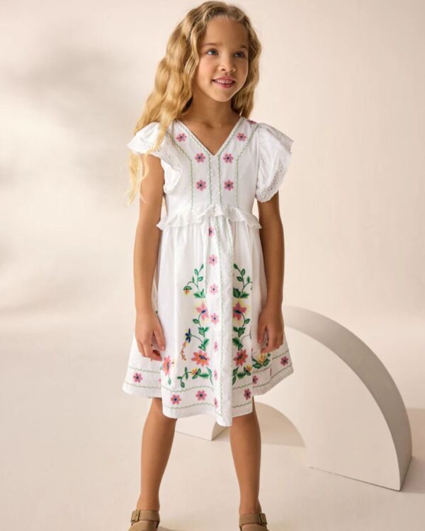 White Embroidered Summer Dress