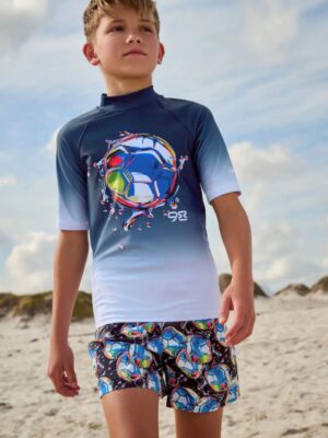 Black/Navy Short Sleeve Rash Vest