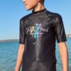 Black Print Short Sleeve Rash Vest