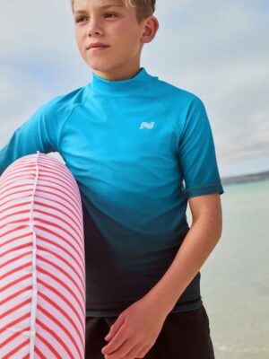 Blue Ombre Short Sleeve Rash Vest