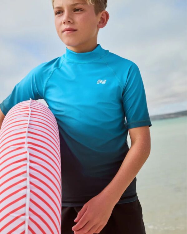 Blue Ombre Short Sleeve Rash Vest