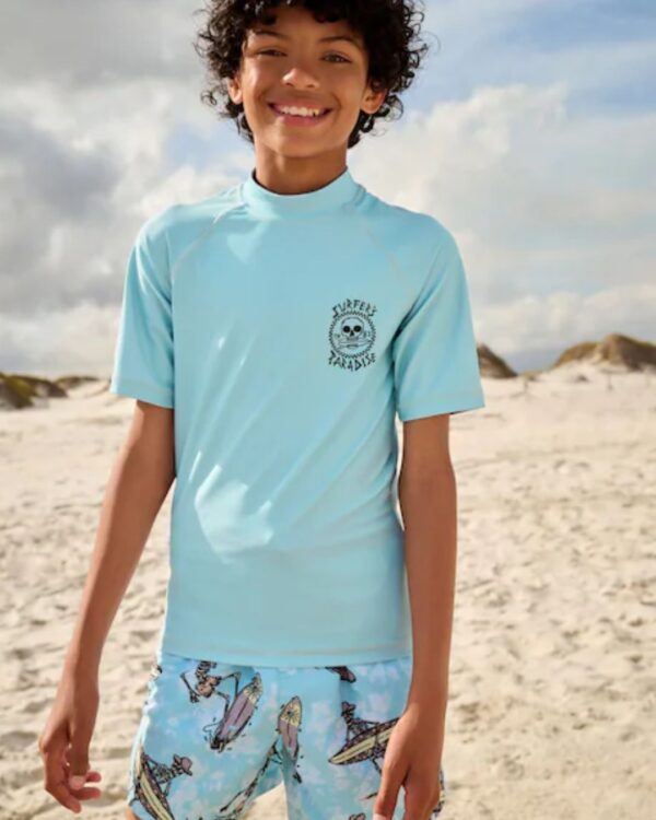 Light Blue Short Sleeve Rash Vest