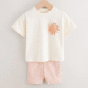 Ecru Leopard Short Sleeve T-Shirt and Cycle Shorts Set