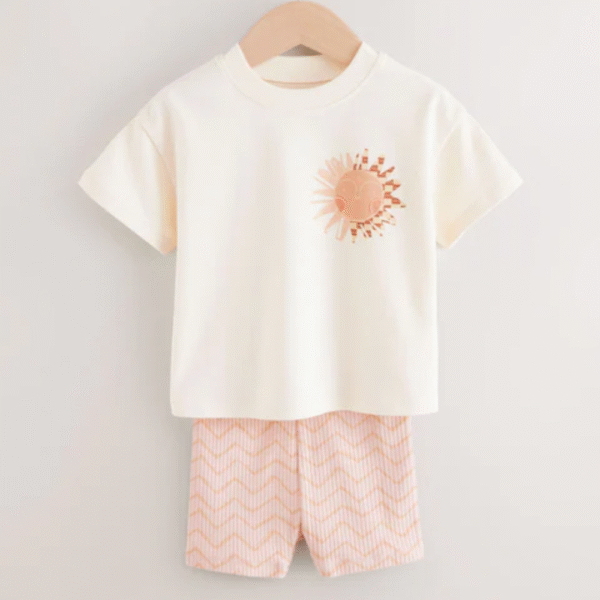 Ecru Leopard Short Sleeve T-Shirt and Cycle Shorts Set
