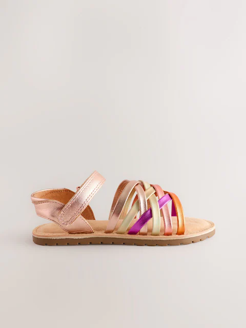 Metallic Standard Fit (F) Strap Sandals