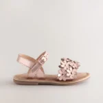 Pink/Tan Leather Flower Sandals