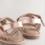 Pink/Tan Leather Flower Sandals