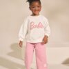 Cream/Pink Barbie Sweatshirt & Wide Leg Joggers Set