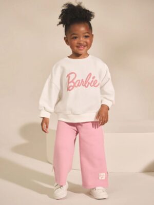Cream/Pink Barbie Sweatshirt & Wide Leg Joggers Set