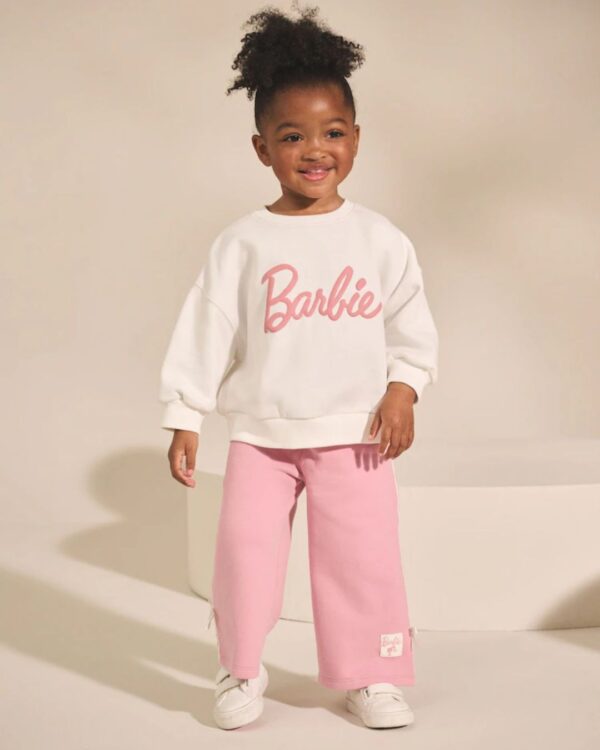 Cream/Pink Barbie Sweatshirt & Wide Leg Joggers Set