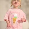 Pink Stripe Ice Cream Top & Flare Leggings Set