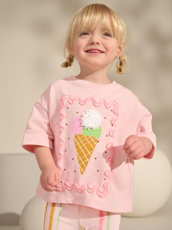 Pink Stripe Ice Cream Top & Flare Leggings Set