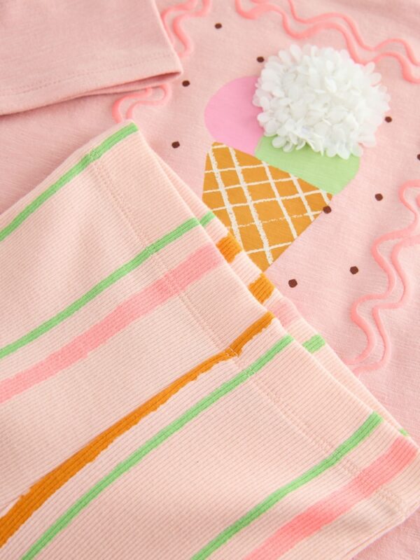 Pink Stripe Ice Cream Top & Flare Leggings Set