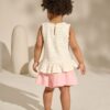 White/Pink Embroidered Flowers Peplum 100% Cotton Vest and Shorts set